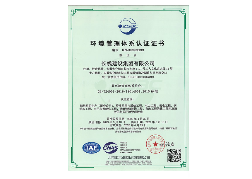 环境管理体系证书(图1)